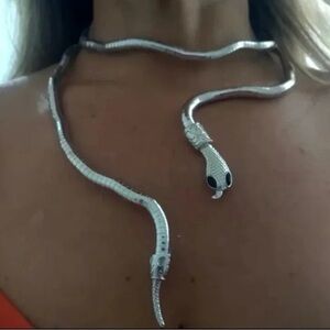 Serpenti Silver Metallic Magic Snake Cool Bendy Multilayer Necklace